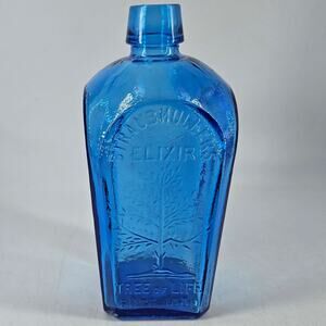 Wheaton Apothecary Straubmullers Elixir Tree Of Life Blue Glass Bottle USA